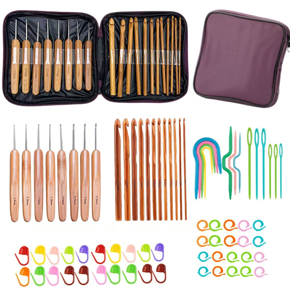 Craft Tools - Set di 74 uncinetti in bambù