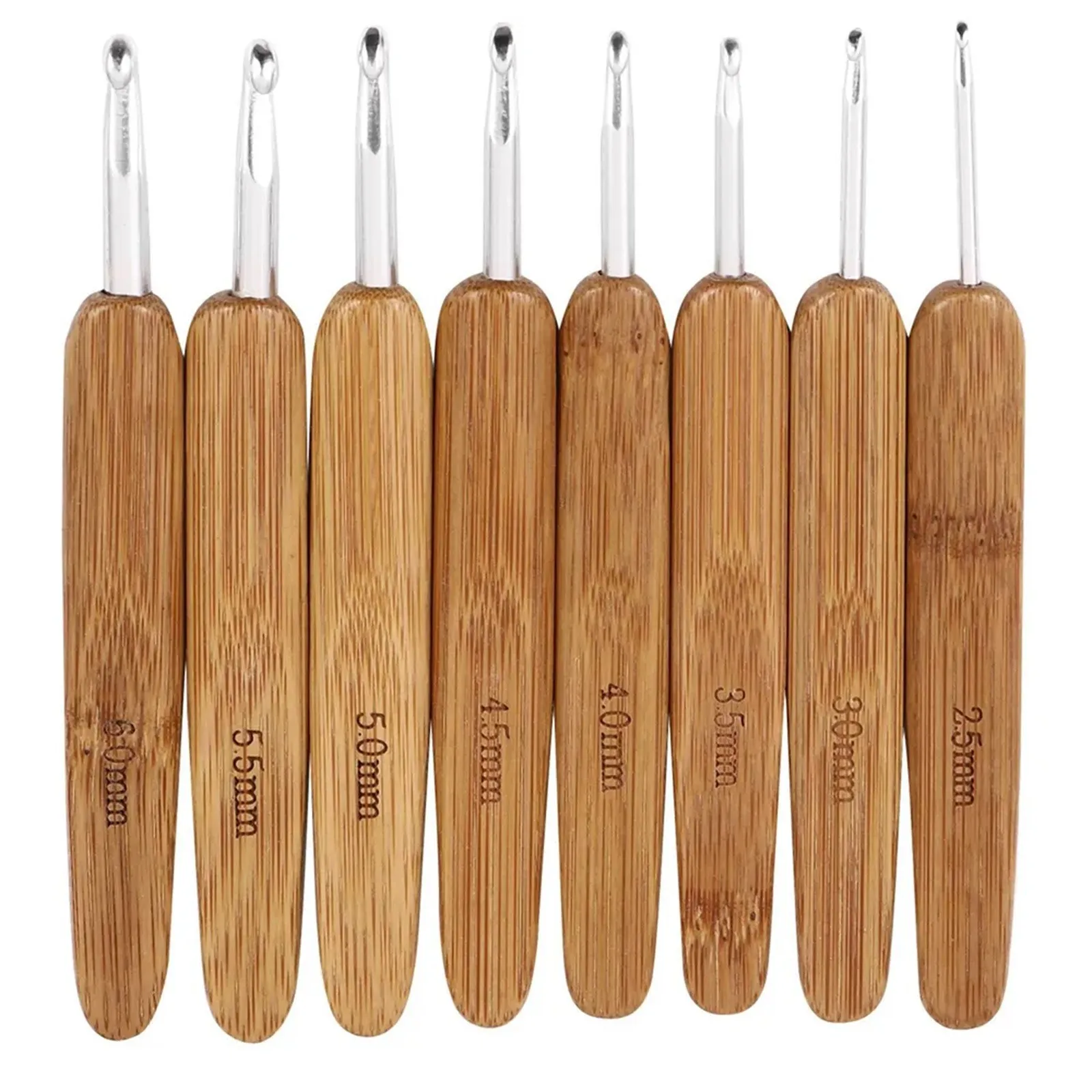 Wooden Crochet Hooks Ergonomic Handle - Set di uncinetti artigianali in legno