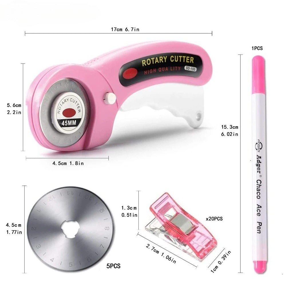 Rotary Cutter For Fabric 45Mm - Set di Taglierine Rotanti da 45mm