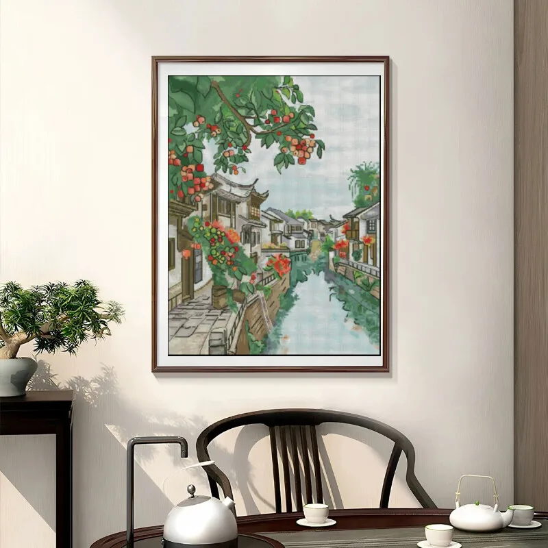 Cross Stitch Stamped Kits Beginners - [CC904-Water Town Jiangnan] Kit per Punto