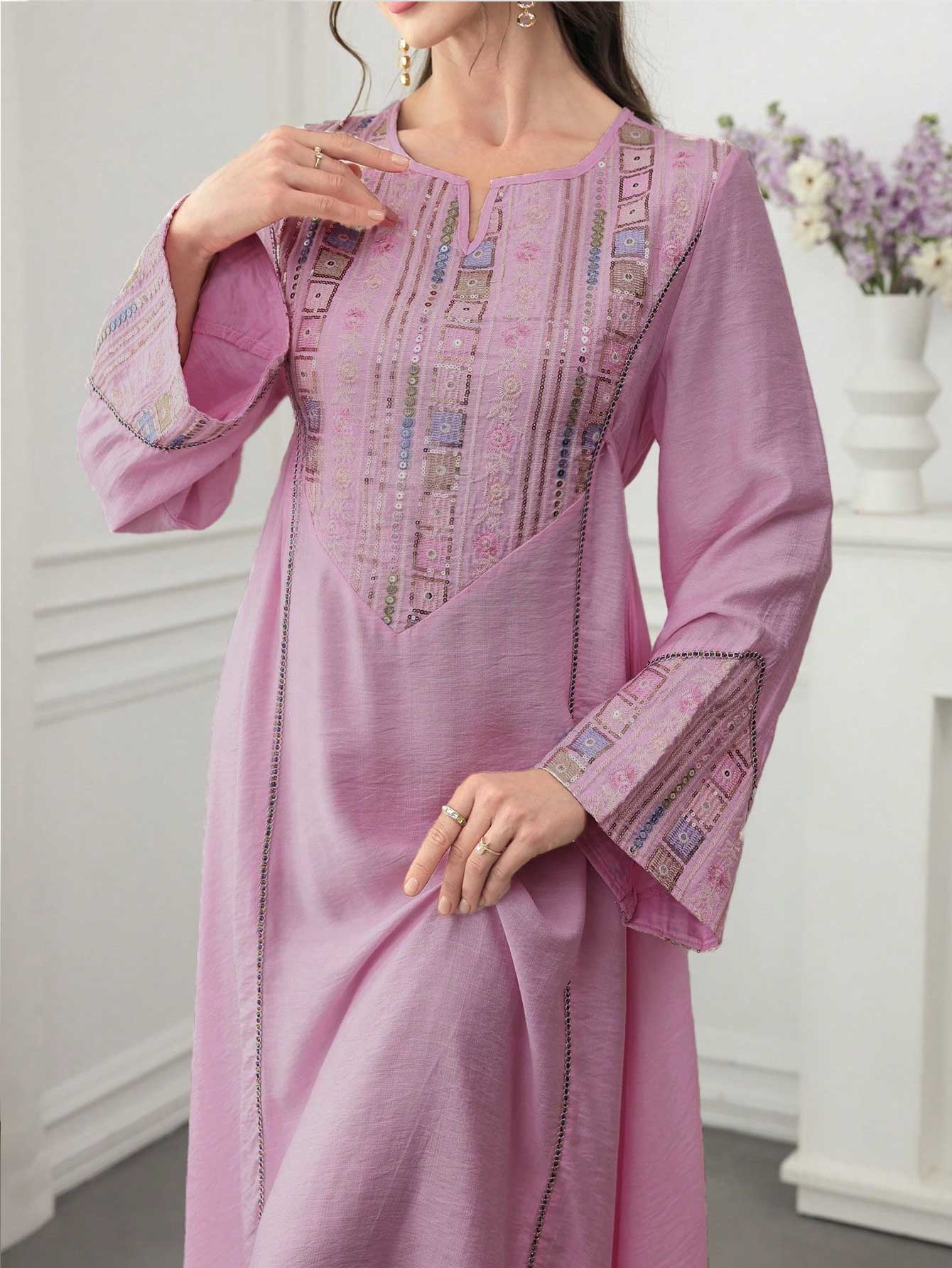 2025 Abaya viola chiaro ispira - Embroidery recensione e prezzo
