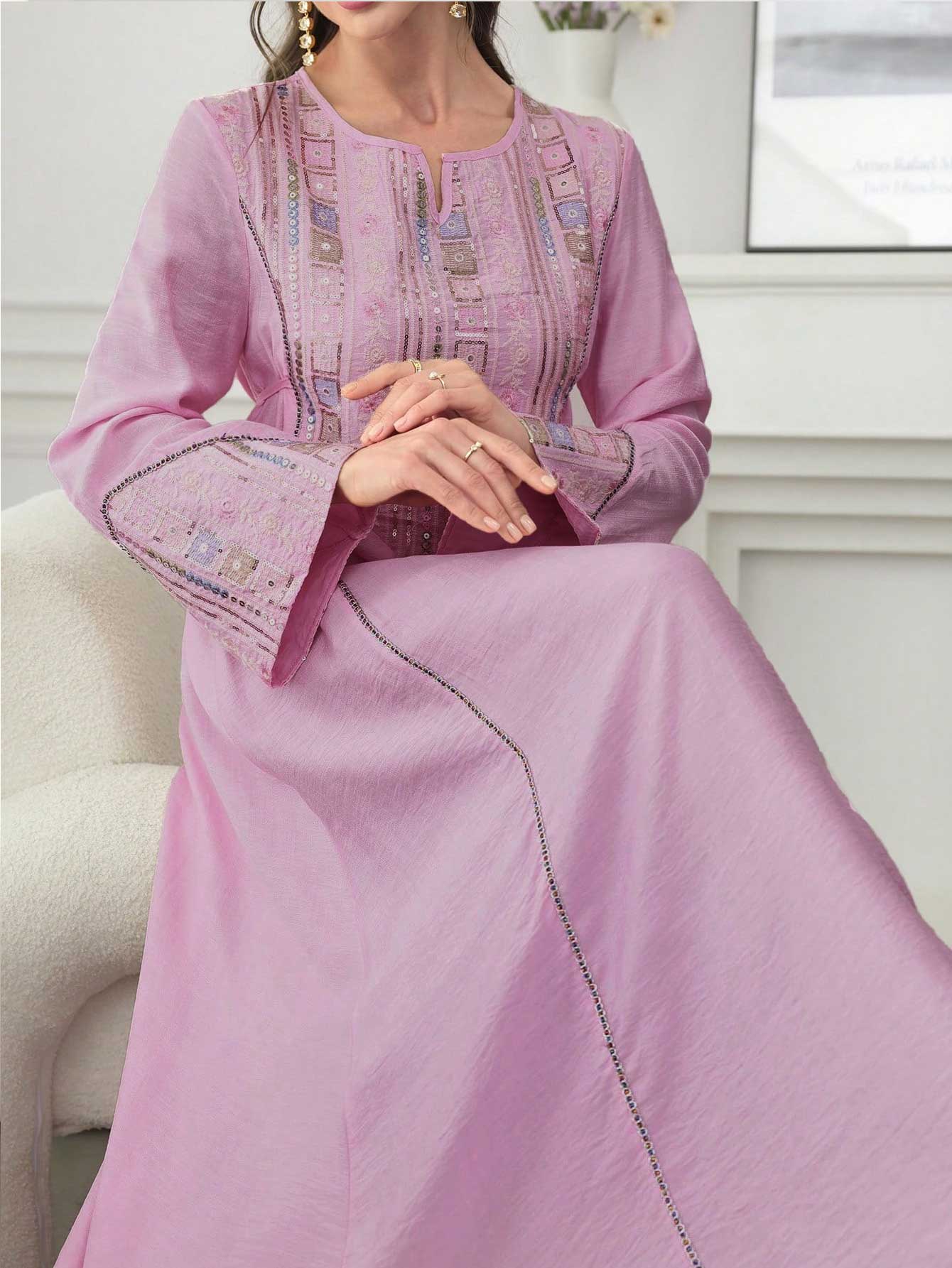 2025 Abaya viola chiaro ispira - Embroidery recensione e prezzo