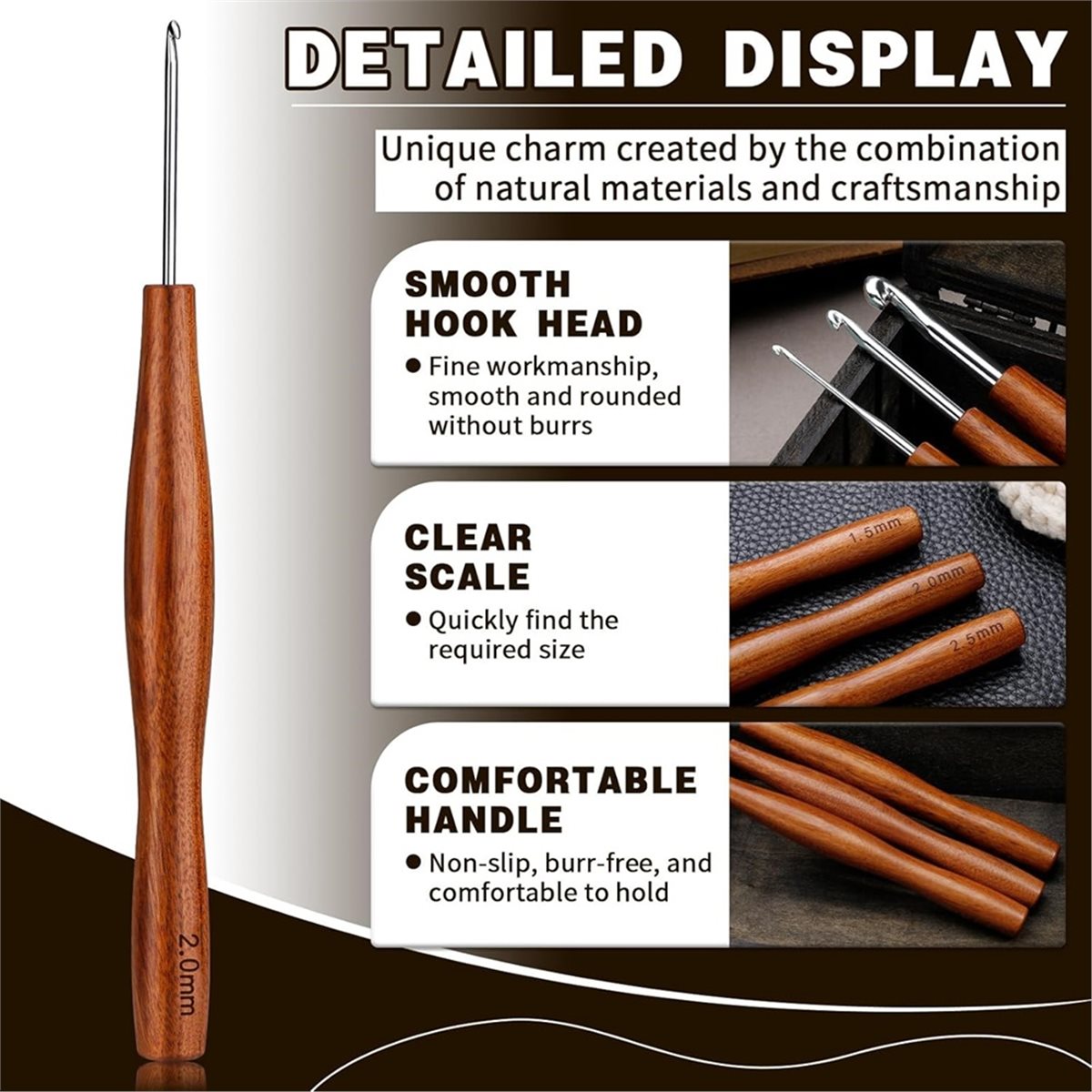 NOCM Set di 5 Uncinetti, Uncin - Wooden Crochet Hooks Ergonomic Handle recensione e prezzo